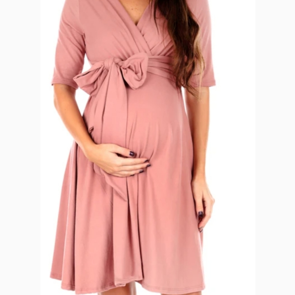 Maternity\Nursing Knee Length Dress with Tie Belt